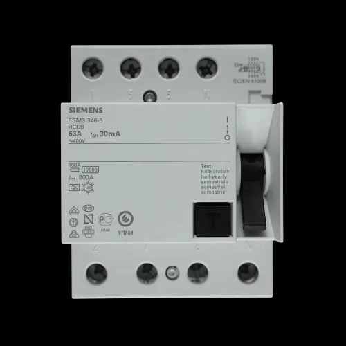 SIEMENS 63 AMP 30mA FOUR POLE RCCB RCD TYPE A 5SM3 346-6