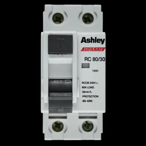 ASHLEY 80 AMP 30mA DOUBLE POLE RCCB RC80/30