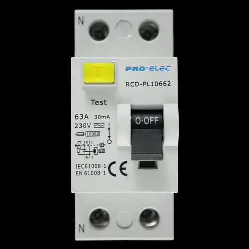 PRO-ELEC 63 AMP 30mA DOUBLE POLE RCD TYPE AC RCD-PL10662 SB