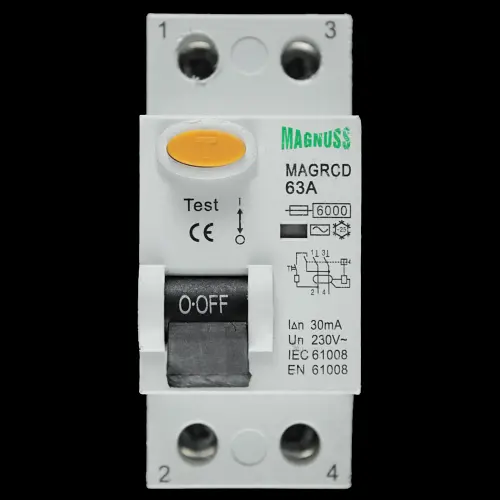 MAGNUSS 63 AMP 30mA DOUBLE POLE RCD TYPE AC MAGRCD