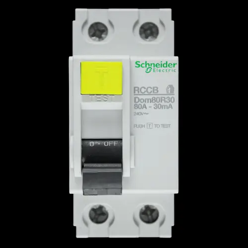 SCHNEIDER 80 AMP 30mA DOUBLE POLE RCCB RCD TYPE AC DOM80R30