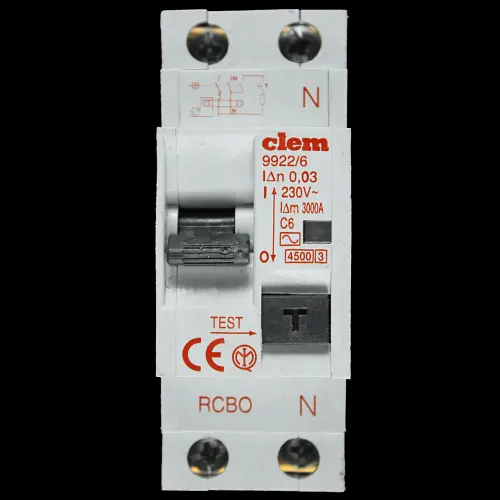 CLEM 6 AMP CURVE C 4.5kA 30mA DOUBLE POLE RCBO 9922/6
