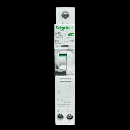 SCHNEIDER 6 AMP CURVE B 10kA 30mA RCBO TYPE A A9D56806 PoN ACTI9 IC60H