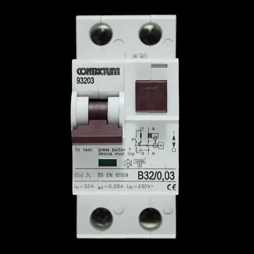 CONTACTUM 32 AMP CURVE B 10kA 30mA DOUBLE POLE RCBO TYPE AC 93203 B32/0,03