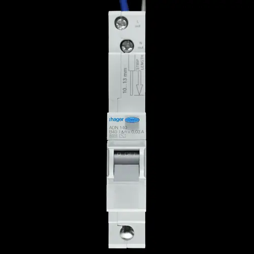 HAGER 40 AMP CURVE B 6kA 30mA RCBO TYPE AC 106365 ADN140