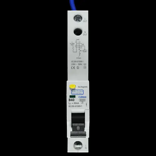 BG BRITISH GENERAL 40 AMP CURVE B 6kA 30mA RCBO CURB40