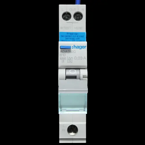 HAGER 10 AMP CURVE B 6kA 30mA RCBO TYPE A ADA310G 101296