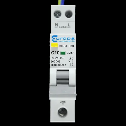 EUROPA 10 AMP CURVE C 6kA 30mA RCBO TYPE AC EUB1RC.10/1C