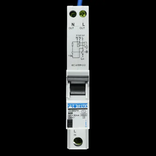 PROTEUS 20 AMP CURVE B 4.5kA 30mA RCBO TYPE AC 20MBRSPW