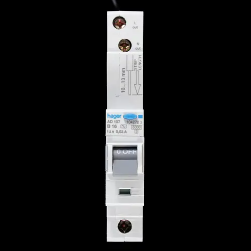 HAGER 16 AMP CURVE B 6kA 30mA RCBO 104272 AD107