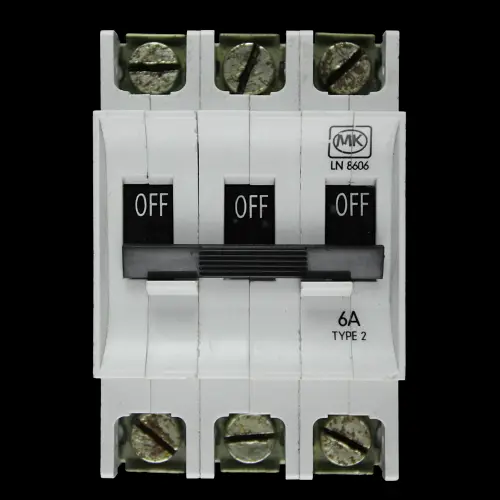 MK 6 AMP TYPE 2 M6 TRIPLE POLE MCB CIRCUIT BREAKER LN 8606