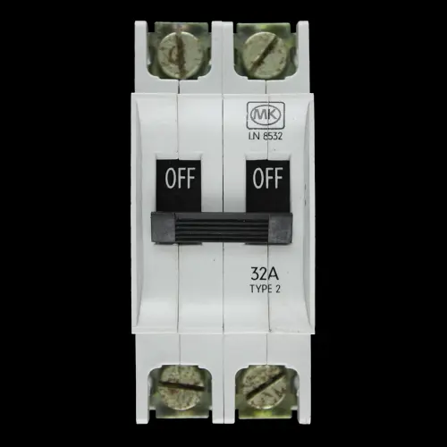 MK 32 AMP TYPE 2 M6 DOUBLE POLE MCB CIRCUIT BREAKER LN 8532