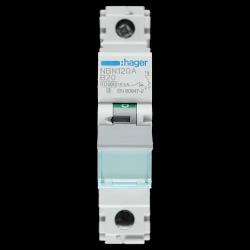 HAGER 20 AMP CURVE B 10kA MCB CIRCUIT BREAKER NBN120A 461805