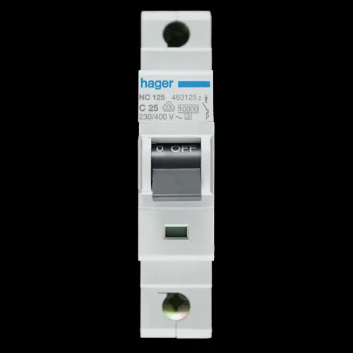 HAGER 25 AMP CURVE C 10kA MCB CIRCUIT BREAKER NC125 463125