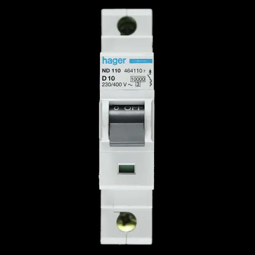 HAGER 10 AMP CURVE D 10kA MCB CIRCUIT BREAKER ND110 464110
