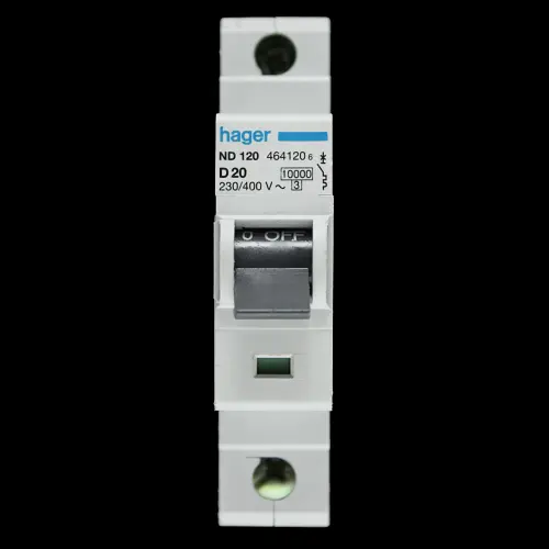 HAGER 20 AMP CURVE D 10kA MCB CIRCUIT BREAKER ND120 464120