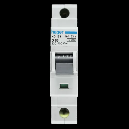 HAGER 63 AMP CURVE D 10kA MCB CIRCUIT BREAKER ND163 464163