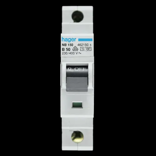HAGER 50 AMP CURVE B 10kA MCB CIRCUIT BREAKER NB150 462150