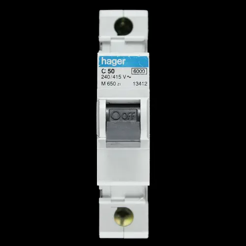 HAGER 50 AMP CURVE C 6kA MCB CIRCUIT BREAKER M650 Z1
