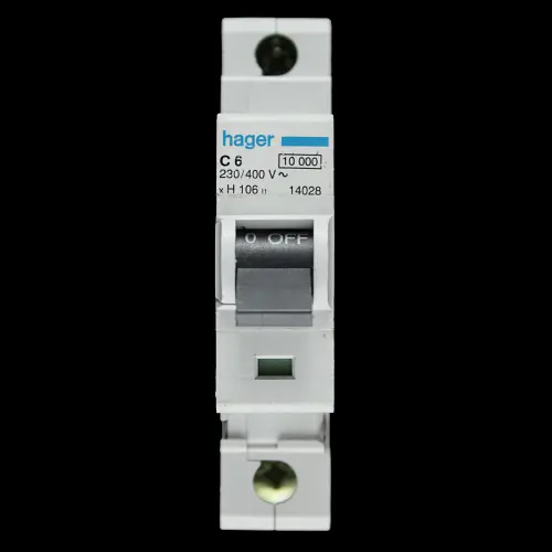 HAGER 6 AMP CURVE C 10kA MCB CIRCUIT BREAKER H106 14028