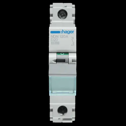 HAGER 20 AMP CURVE D 10kA MCB CIRCUIT BREAKER NDN120A 461895