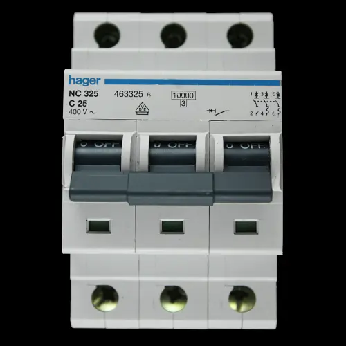 HAGER 25 AMP CURVE C 10kA TRIPLE POLE MCB CIRCUIT BREAKER NC325 463325