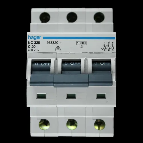 HAGER 20 AMP CURVE C 10kA TRIPLE POLE MCB CIRCUIT BREAKER NC320 463320