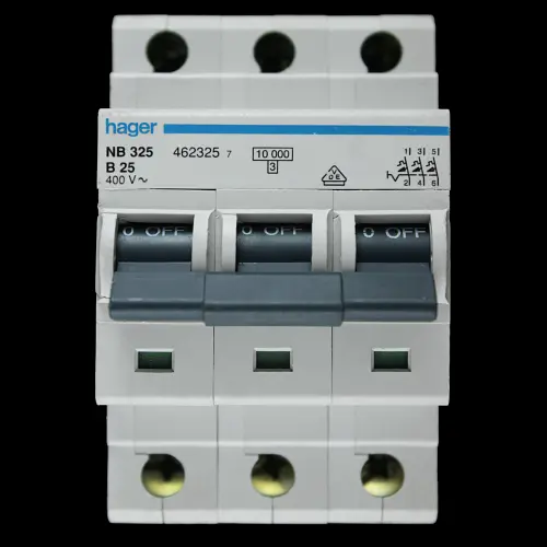 HAGER 25 AMP CURVE B 10kA TRIPLE POLE MCB CIRCUIT BREAKER NB325 462325