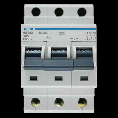 HAGER 63 AMP CURVE B 10kA TRIPLE POLE MCB CIRCUIT BREAKER NB363 462363