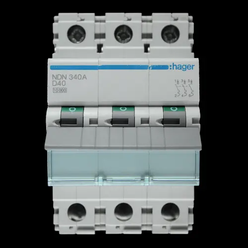 HAGER 40 AMP CURVE D 10kA TRIPLE POLE MCB CIRCUIT BREAKER NDN340A 461928