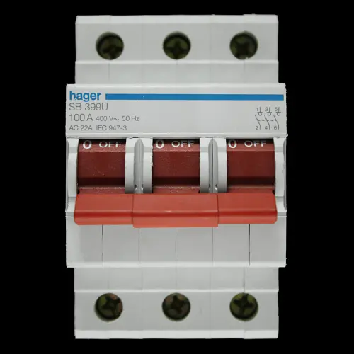 HAGER 100 AMP TRIPLE POLE MAIN SWITCH DISCONNECTOR SB399U