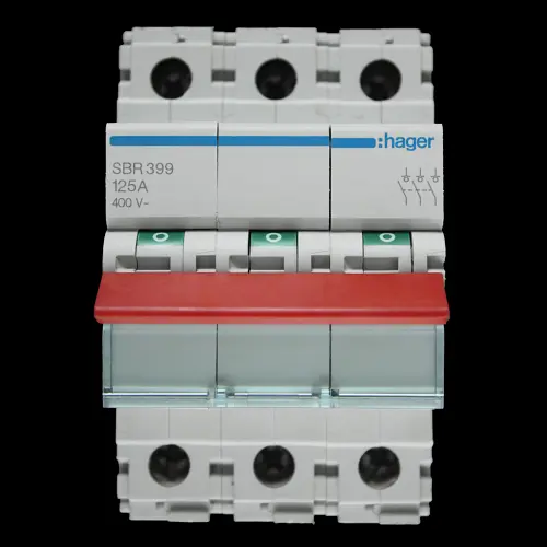 HAGER 125 AMP TRIPLE POLE MAIN SWITCH DISCONNECTOR SBR399