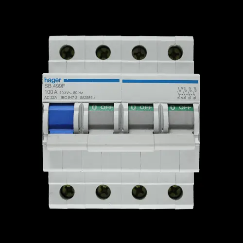 HAGER 100 AMP FOUR POLE MAIN SWITCH DISCONNECTOR SB499F 552985