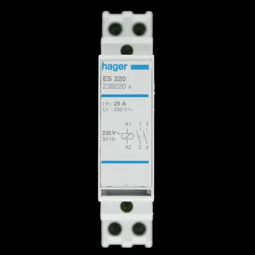 HAGER 25 AMP DOUBLE POLE NO CONTACTOR 230V COIL ES220 239220