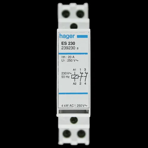 HAGER 20 AMP DOUBLE POLE NC CONTACTOR 230V COIL ES230 239230