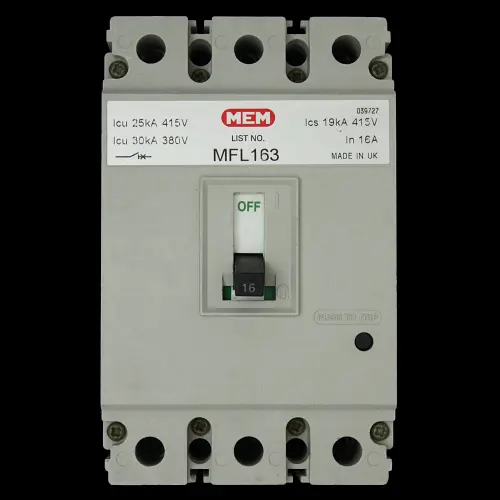 MEM 16 AMP 25kA TRIPLE POLE MCCB MFL163 GREY
