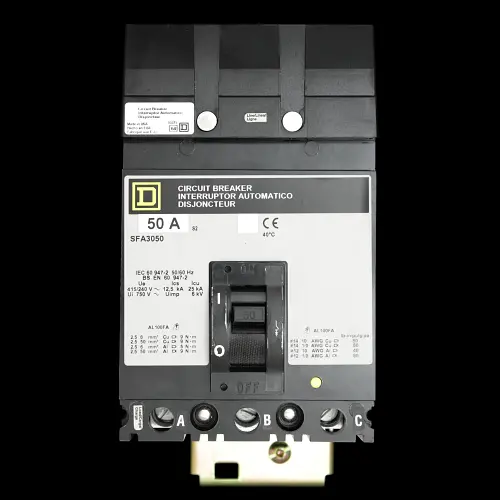 SQUARE D 50 AMP 25kA TRIPLE POLE MCCB I-LINE SFA3050
