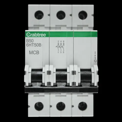 CRABTREE 50 AMP CURVE B 10kA TRIPLE POLE MCB CIRCUIT BREAKER 6HT50B LOADSTAR
