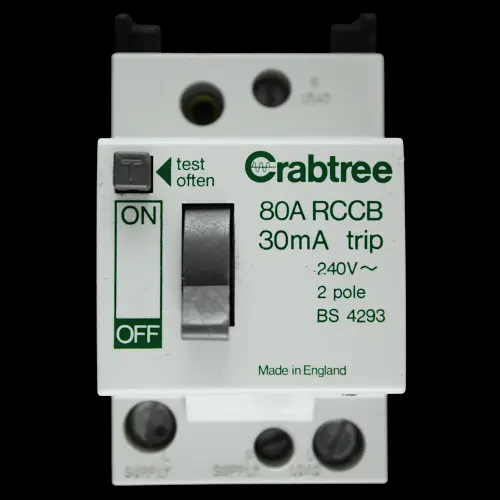CRABTREE 80 AMP 30mA DOUBLE POLE RCCB