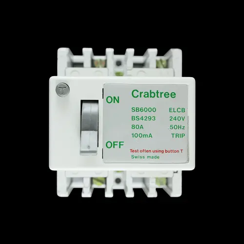 CRABTREE 80 AMP 100mA DOUBLE POLE ELCB SB6000