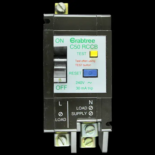 CRABTREE 5 AMP TYPE 2 M4.5 30mA DOUBLE POLE RCCB RCBO C50