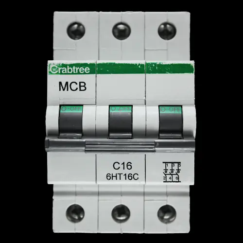 CRABTREE 16 AMP CURVE C 10kA TRIPLE POLE MCB CIRCUIT BREAKER 6HT16C BC