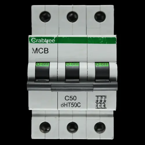 CRABTREE 50 AMP CURVE C 10kA TRIPLE POLE MCB CIRCUIT BREAKER 6HT50C BC