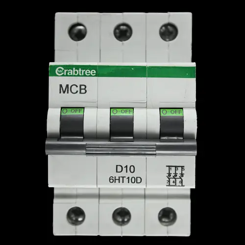 CRABTREE 10 AMP CURVE D 10kA TRIPLE POLE MCB CIRCUIT BREAKER 6HT10D BC