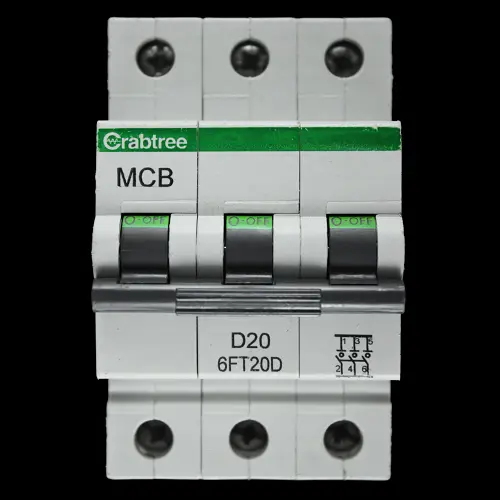 CRABTREE 20 AMP CURVE D 6kA TRIPLE POLE MCB CIRCUIT BREAKER 6FT20D BC