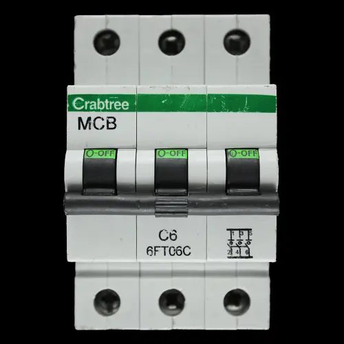 CRABTREE 6 AMP CURVE C 6kA TRIPLE POLE MCB CIRCUIT BREAKER 6FT06C BC