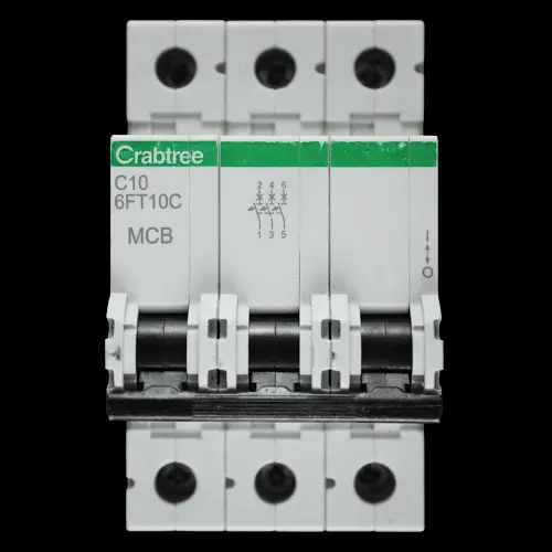 CRABTREE 10 AMP CURVE C 6kA TRIPLE POLE MCB CIRCUIT BREAKER LOADSTAR 6FT10C