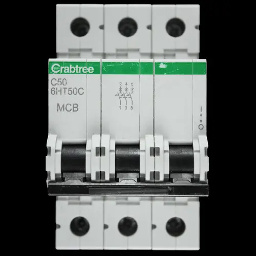 CRABTREE 50 AMP CURVE C 10kA TRIPLE POLE MCB CIRCUIT BREAKER 6HT50C LOADSTAR