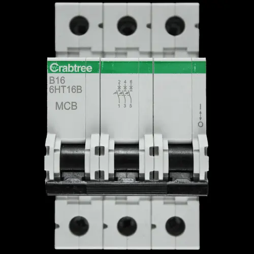 CRABTREE 16 AMP CURVE B 10kA TRIPLE POLE MCB CIRCUIT BREAKER 6HT16B LOADSTAR