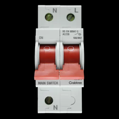 CRABTREE 100 AMP DOUBLE POLE MAIN SWITCH DISCONNECTOR 100/MI2 STARBREAKER AC22B